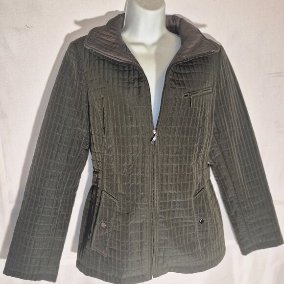 ST. JOHN'S BAY Long jacket, lined, waffled design, black in size Medium - Picture 1 of 16